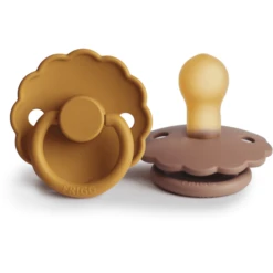 FRIGG Fopspeen Daisy Latex, Honing Goud/Roos Goud 0-6 Maanden, 2 Stuks