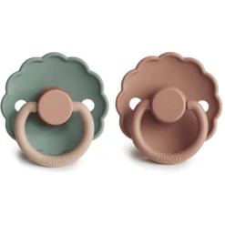 FRIGG Fopspeen Daisy Latex, Rose Gold/Willow 6-18 Maanden, 2 Stuks -Kleintje Luxe frigg fopspeen daisy latex rose gold willow 6 18 maanden 2 stuks a396117 2