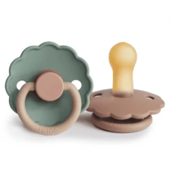 FRIGG Fopspeen Daisy Latex, Rose Gold/Willow 6-18 Maanden, 2 Stuks