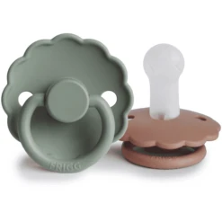 FRIGG Fopspeen Daisy Silicone, Lily Pad/Rose Gold 6-18 Maanden, 2 Stuks.