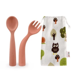 Haakaa® Bestekset, Buigbaar Donkerrood