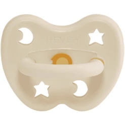 HEVEA Fopspeen - Natuurrubber / Milky White / Geschikt Voor De Kaken / Ster & Maan (vanaf 3 Maanden)