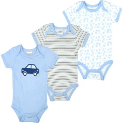 Hut Korte Mouw Bodysuit 3 Pack Blauw