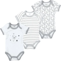 Hut Korte Mouw Bodysuit 3 Pack Grijs