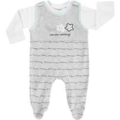 JACKY Romperset WELCOME Grijs-melange / Wit -Kleintje Luxe jacky romperset welcome grijs melange wit a309077 1