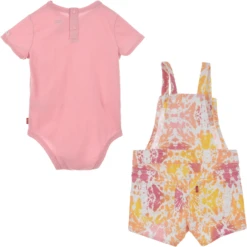 Levis Levi's® Set Tuinbroek En Body Roze/geel -Kleintje Luxe levis set tuinbroek en body roze geel a406944 1