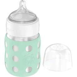 Life Factory Babyfles Met Brede Hals 235 Ml Met Siliconenspeen, Mint -Kleintje Luxe life factory babyfles met brede hals 235 ml met siliconenspeen mint a345462 3