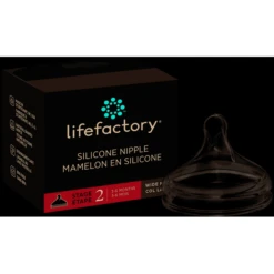 Life Factory Siliconen Speen Maat 2 Voor Babyflessen Met Wijde Hals, 3-6 Maande -Kleintje Luxe life factory siliconen speen maat 2 voor babyflessen met wijde hals 3 6 maande a345469 2