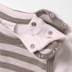 LITTLE Romperset 2-delig Beige Gestreept -Kleintje Luxe little romperset 2 delig beige gestreept a312604 2