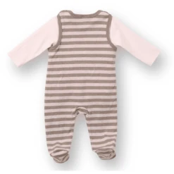 LITTLE Romperset 2-delig Beige Gestreept -Kleintje Luxe little romperset 2 delig beige gestreept a312604 4