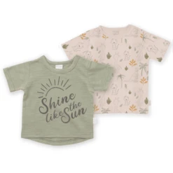 LITTLE T-shirt Dubbelpak Savannah Olive Green -Kleintje Luxe little t shirt dubbelpak savannah olive green a363720 1