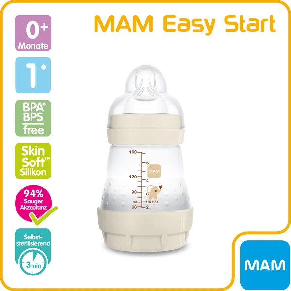 MAM Babyfles Easy Start Anti-Colic 160 Ml, 0+ Maanden, Elephant 2 MAM Babyfles Easy Start Anti-Colic 160 Ml, 0+ Maanden, Elephant - Afbeelding 2