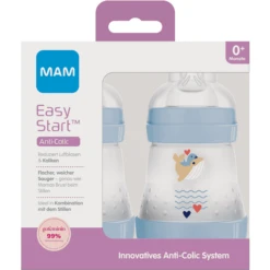 MAM Babyfles Easy Start Anti-Colic 160 Ml, 0+ Maanden, Walvis, 2 Stuks -Kleintje Luxe mam babyfles easy start anti colic 160 ml 0 maanden walvis 2 stuks a383051 2