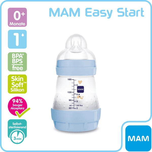 MAM Babyfles Easy Start Anti-Colic 160 Ml, 0+ Maanden, Walvis 2 MAM Babyfles Easy Start Anti-Colic 160 Ml, 0+ Maanden, Walvis - Afbeelding 2