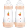 MAM Babyfles Easy Start Anti-Colic 260 Ml, 0+ Maanden, S Child Pad, 2 Stuks