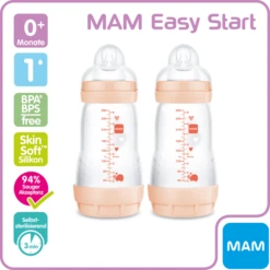 MAM Babyfles Easy Start Anti-Colic 260 Ml, 0+ Maanden, S Child Pad, 2 Stuks -Kleintje Luxe mam babyfles easy start anti colic 260 ml 0 maanden s child pad 2 stuks a383058 2