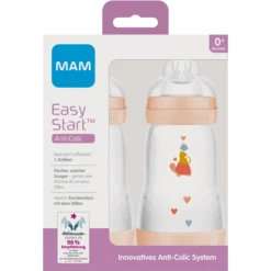 MAM Babyfles Easy Start Anti-Colic 260 Ml, 0+ Maanden, S Child Pad, 2 Stuks -Kleintje Luxe mam babyfles easy start anti colic 260 ml 0 maanden s child pad 2 stuks a383058 3