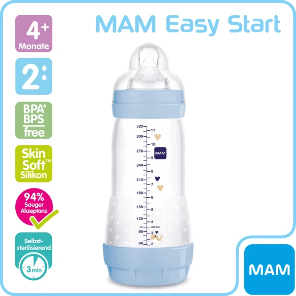 MAM Babyfles Easy Start Anti-Colic 320 Ml, 4+ Maanden, Walvis/Robbe 2 MAM Babyfles Easy Start Anti-Colic 320 Ml, 4+ Maanden, Walvis/Robbe - Afbeelding 2