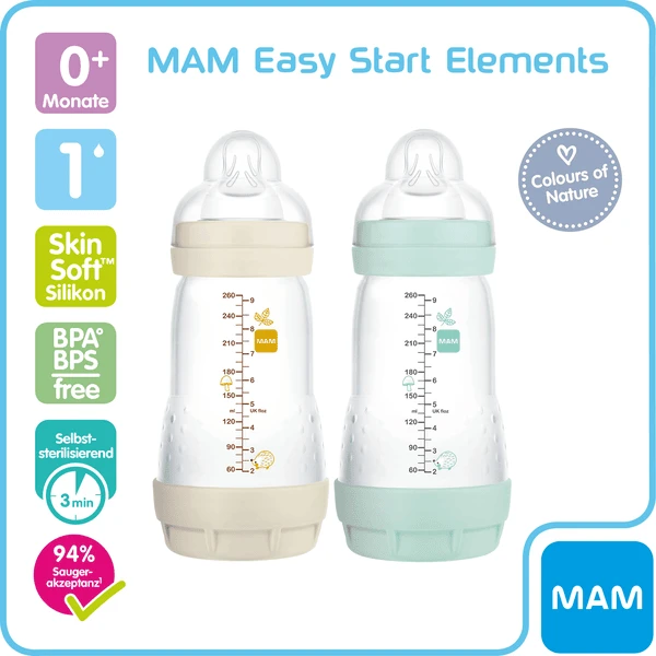 MAM Babyfles Easy Start Anti-koliek-Elementen 260 Ml 2 Stuks Vos/konijn In Beige/mint 2 MAM Babyfles Easy Start Anti-koliek-Elementen 260 Ml 2 Stuks Vos/konijn In Beige/mint - Afbeelding 2