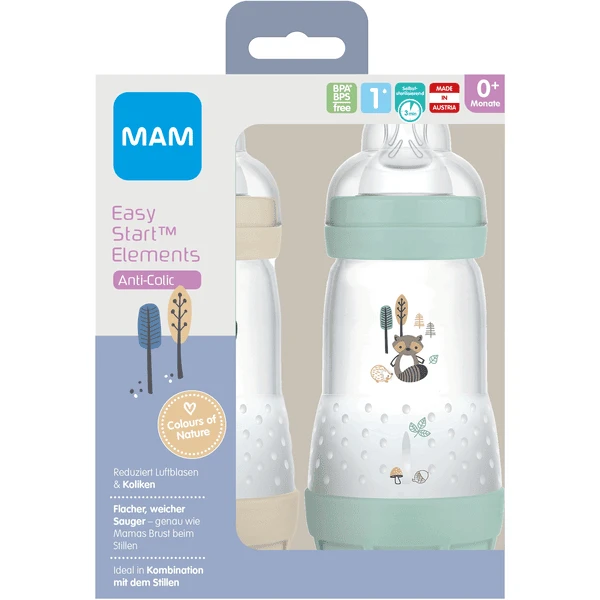 MAM Babyfles Easy Start Anti-koliek-Elementen 260 Ml 2 Stuks Vos/konijn In Beige/mint 4 MAM Babyfles Easy Start Anti-koliek-Elementen 260 Ml 2 Stuks Vos/konijn In Beige/mint - Afbeelding 4