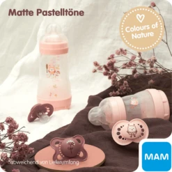 MAM Babyfles Easy Start Anti-koliek-Elementen 260 Ml Uil In Roze -Kleintje Luxe mam babyfles easy start anti koliek elementen 260 ml uil in roze a309810 3