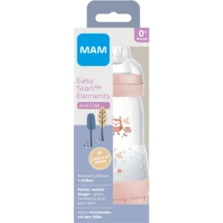 MAM Babyfles Easy Start Anti-koliek-Elementen 260 Ml Uil In Roze -Kleintje Luxe mam babyfles easy start anti koliek elementen 260 ml uil in roze a309810 4
