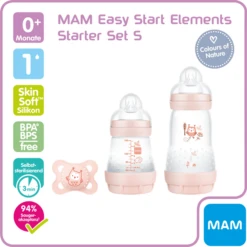 MAM Babyfles Easy Start Anti-koliek-Elementen Startset S Uil In Roze -Kleintje Luxe mam babyfles easy start anti koliek elementen startset s uil in roze a309819 3