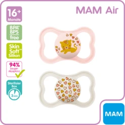 MAM Fopspeen Air Silicone, 16+ Maanden, 2st, Kat/Hartjes -Kleintje Luxe mam fopspeen air silicone 16 maanden 2st kat hartjes a382596 4