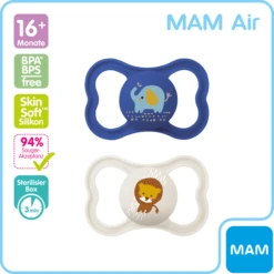 MAM Fopspeen Air Silicone, 16+ Maanden, 2st, Olifant/leeuw -Kleintje Luxe mam fopspeen air silicone 16 maanden 2st olifant leeuw a382595 4
