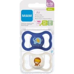 MAM Fopspeen Air Silicone, 6-16 Maanden, 2st, Olifant/leeuw -Kleintje Luxe mam fopspeen air silicone 6 16 maanden 2st olifant leeuw a382587 2