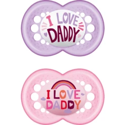 MAM Fopspeen Original I Love Daddy Silicone 6+ Maanden, Roze/paars