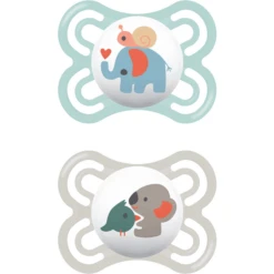 MAM Fopspeen Perfect Silicone, 0-6 Maanden, 2st, Elefant/Koala -Kleintje Luxe mam fopspeen perfect silicone 0 6 maanden 2st elefant koala a382484 4