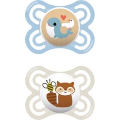 MAM Fopspeen Perfect Silicone, 0-6 Maanden, 2st, Walvis/wasbeer