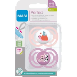 MAM Fopspeen Perfect Silicone, 6-16 Maanden, 2 Stuks, S Child Pad/zebra -Kleintje Luxe mam fopspeen perfect silicone 6 16 maanden 2 stuks s child pad zebra a382487 2