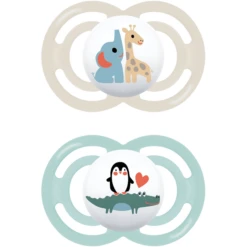 MAM Fopspeen Perfect Silicone, 6-16 Maanden, 2st, Olifant/Pinguïn