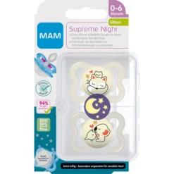 MAM Fopspeen Supreme Night Silicone, 0-6 Maanden, 2st, Vos/koala -Kleintje Luxe mam fopspeen supreme night silicone 0 6 maanden 2st vos koala a382635 2