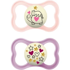MAM Fopspeen Supreme Night Silicone, 16+ Maanden, 2st, Kat/sterren