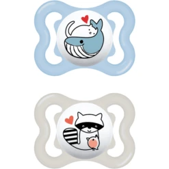 MAM Fopspeen Supreme Silicone, 0-6 Maanden, 2st, Walvis/wasbeer