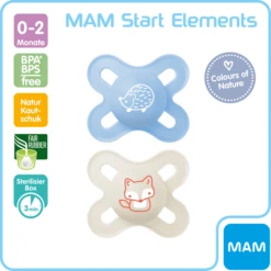 MAM Soother Start Elements Latex, 2 Stuks, Egel/vos 7 MAM Soother Start Elements Latex, 2 Stuks, Egel/vos -Kleintje Luxe mam soother start elements latex 2 stuks egel vos a394274 2