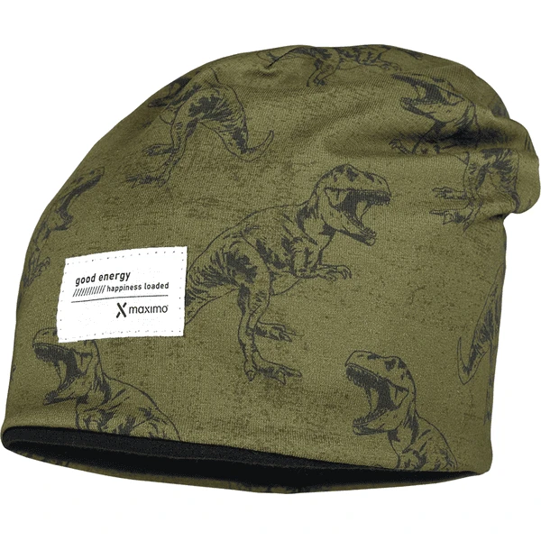 Maximo Beanie Groen Dino Bedrukt 1 Maximo Beanie Groen Dino Bedrukt