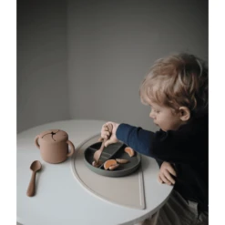 Mushie Bord, Cambridge Blauw -Kleintje Luxe mushie bord cambridge blauw a399414 1