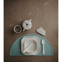 Mushie Placemat Silicone, Cambridge Blauw -Kleintje Luxe mushie placemat silicone cambridge blauw a399008 2