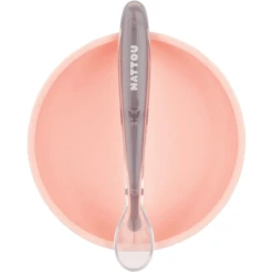 Nattou Eetset 2 Stuks Lichtroze / Aubergine -Kleintje Luxe nattou eetset 2 stuks lichtroze aubergine a309743 3