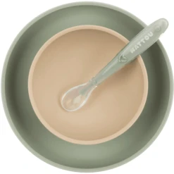 Nattou Eetset 3 Stuks Sand /Groen -Kleintje Luxe nattou eetset 3 stuks sand groen a345932 3