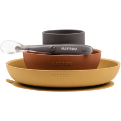 Nattou Eetset 4 Stuks Curry/Terracotta