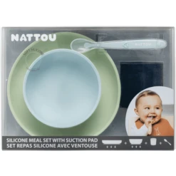 Nattou Eetset 4 Stuks Groen/blauw -Kleintje Luxe nattou eetset 4 stuks groen blauw a309505 4