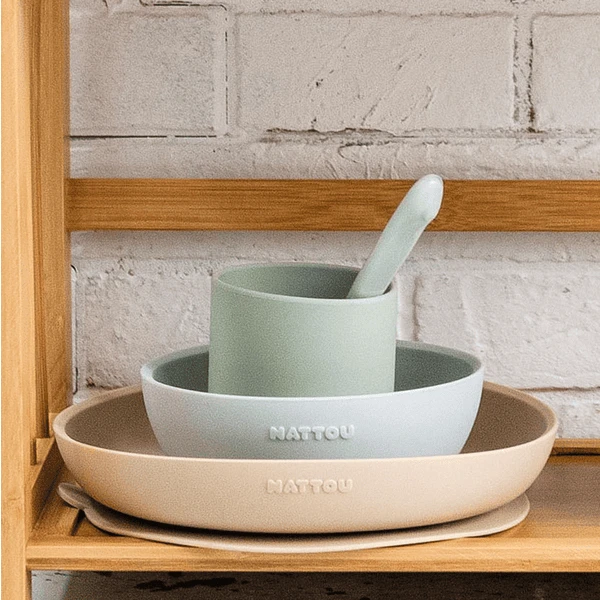 Nattou Eetset 4 Stuks Sand /Groen 2 Nattou Eetset 4 Stuks Sand /Groen - Afbeelding 2