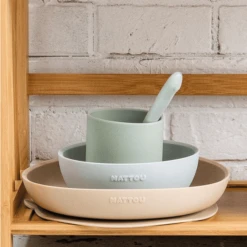 Nattou Eetset 4 Stuks Sand /Groen 9 Nattou Eetset 4 Stuks Sand /Groen -Kleintje Luxe nattou eetset 4 stuks sand groen a345933 4