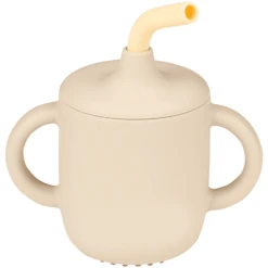 Nattou Siliconen Beker Met Rietje Sand Kleur / Vanille