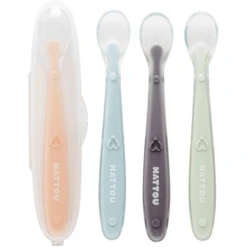 Nattou Siliconen Set 4 Lepels + Etui -Kleintje Luxe nattou siliconen set 4 lepels etui a309559 2